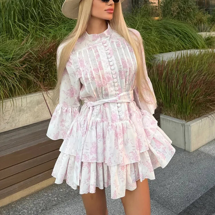 Spring Summer Elegant Classic Pleated Female Dress
