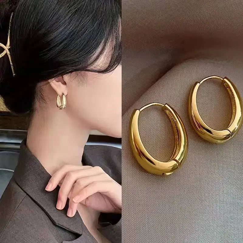 Vintage Round Stud Earrings 18K Gold Plated