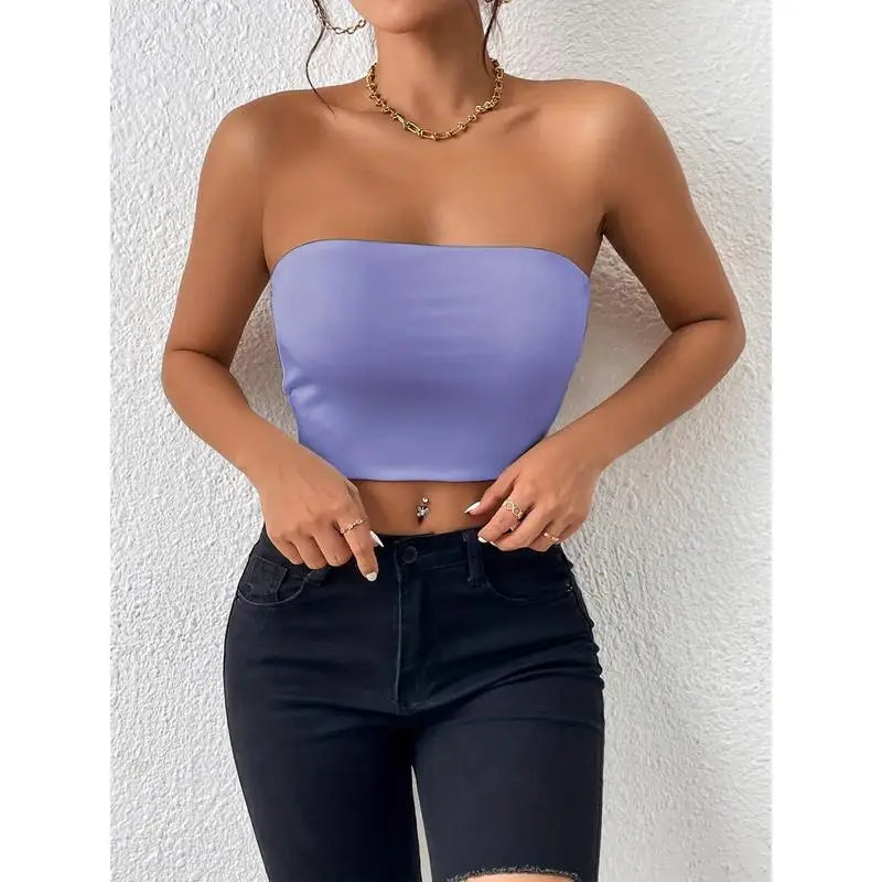 Sexy Crop Top Strap Vest One-Piece Outerwear Women's Clothing ort Length  Color Pure Sle Trendy Element Strap