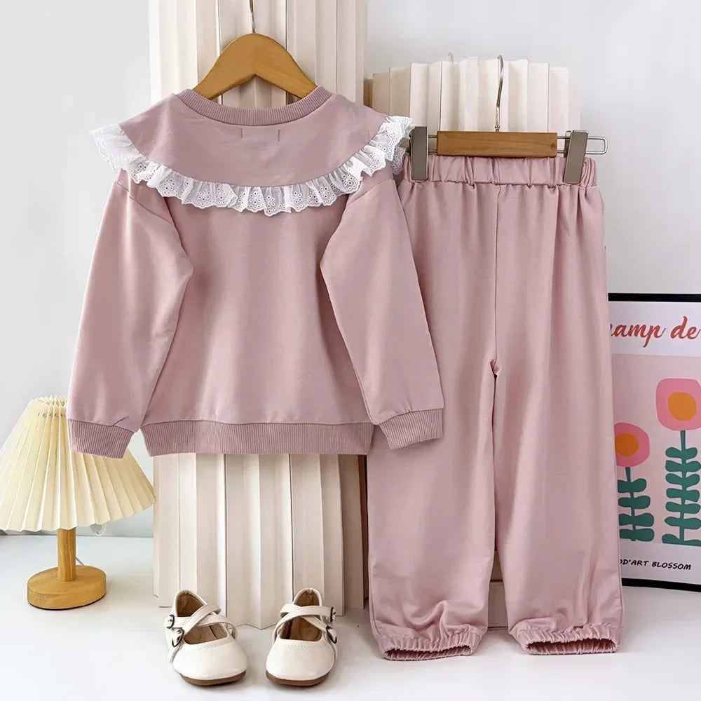 Girls' Bear Leader Sweatshirt & Wide Leg Pants Set