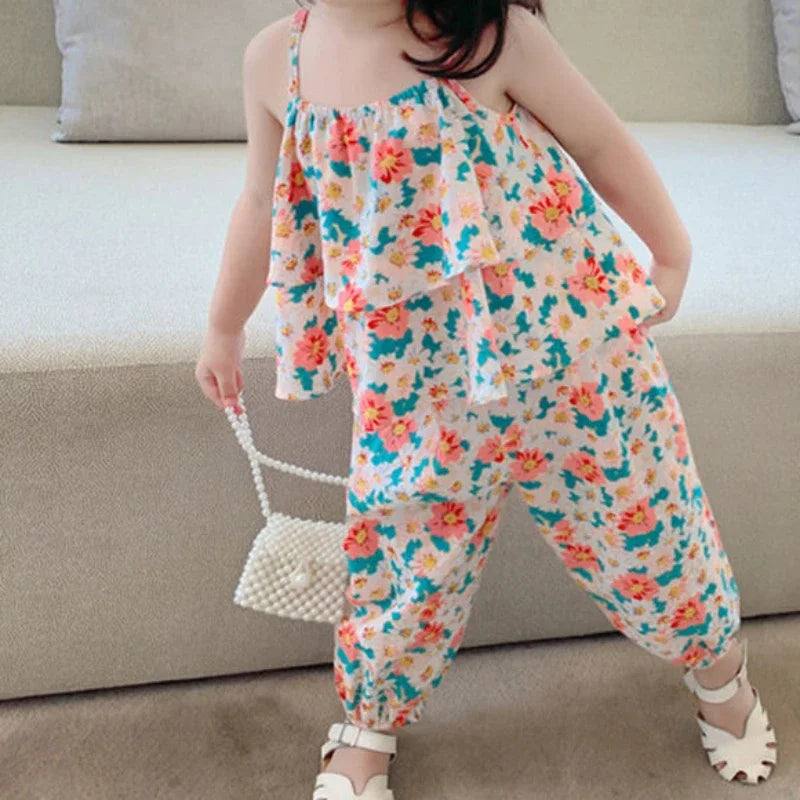 Baby Girls' Floral Vest & Mosquito Pants Set