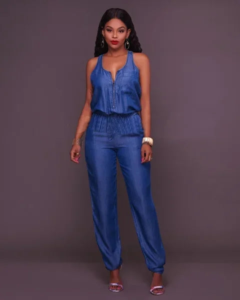 Sexy Denim Blue Jumpsuit Romper