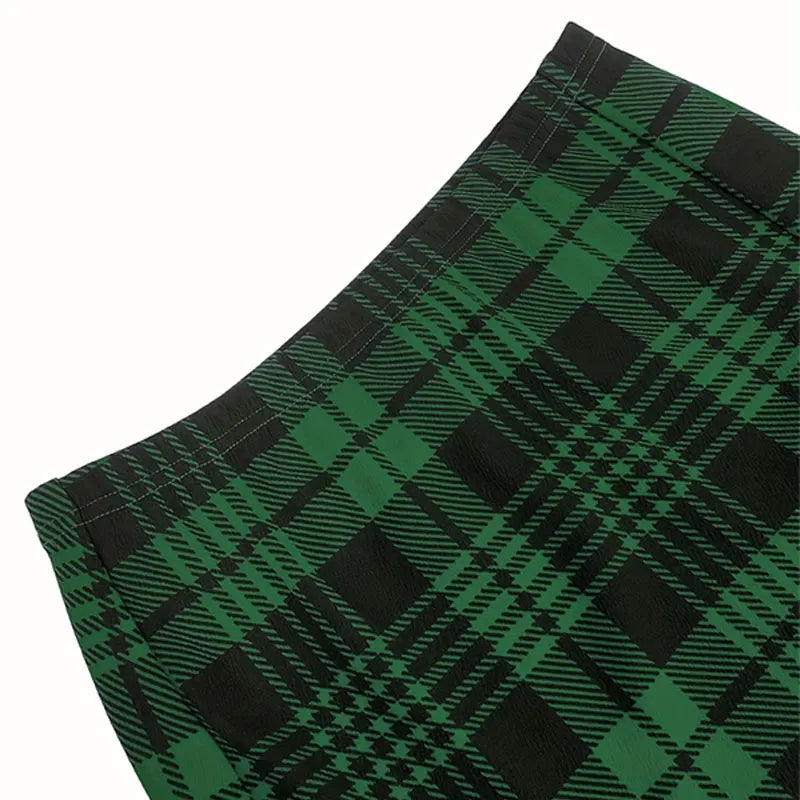 Plaid High-Waist Pencil Mini Skirt