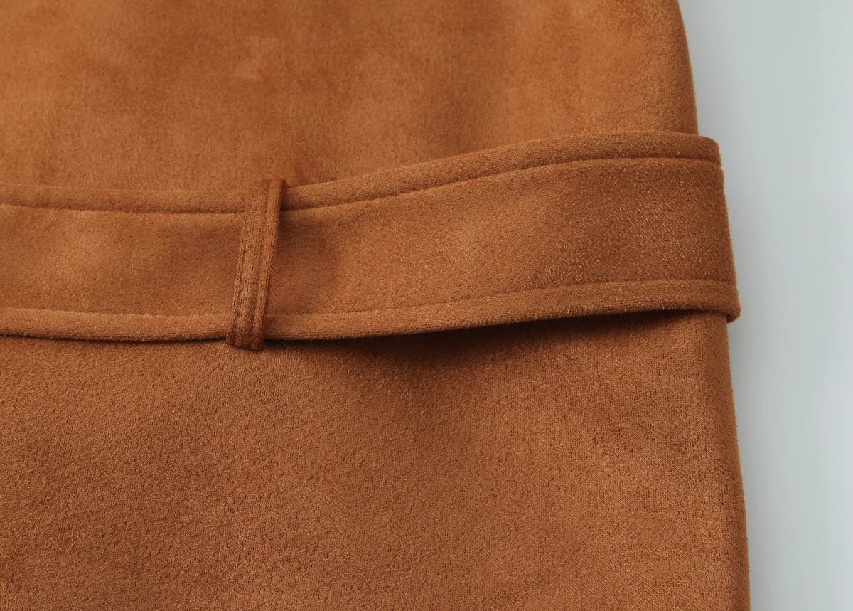 Autumn Winter Women Vintage Suede Jacket Coat