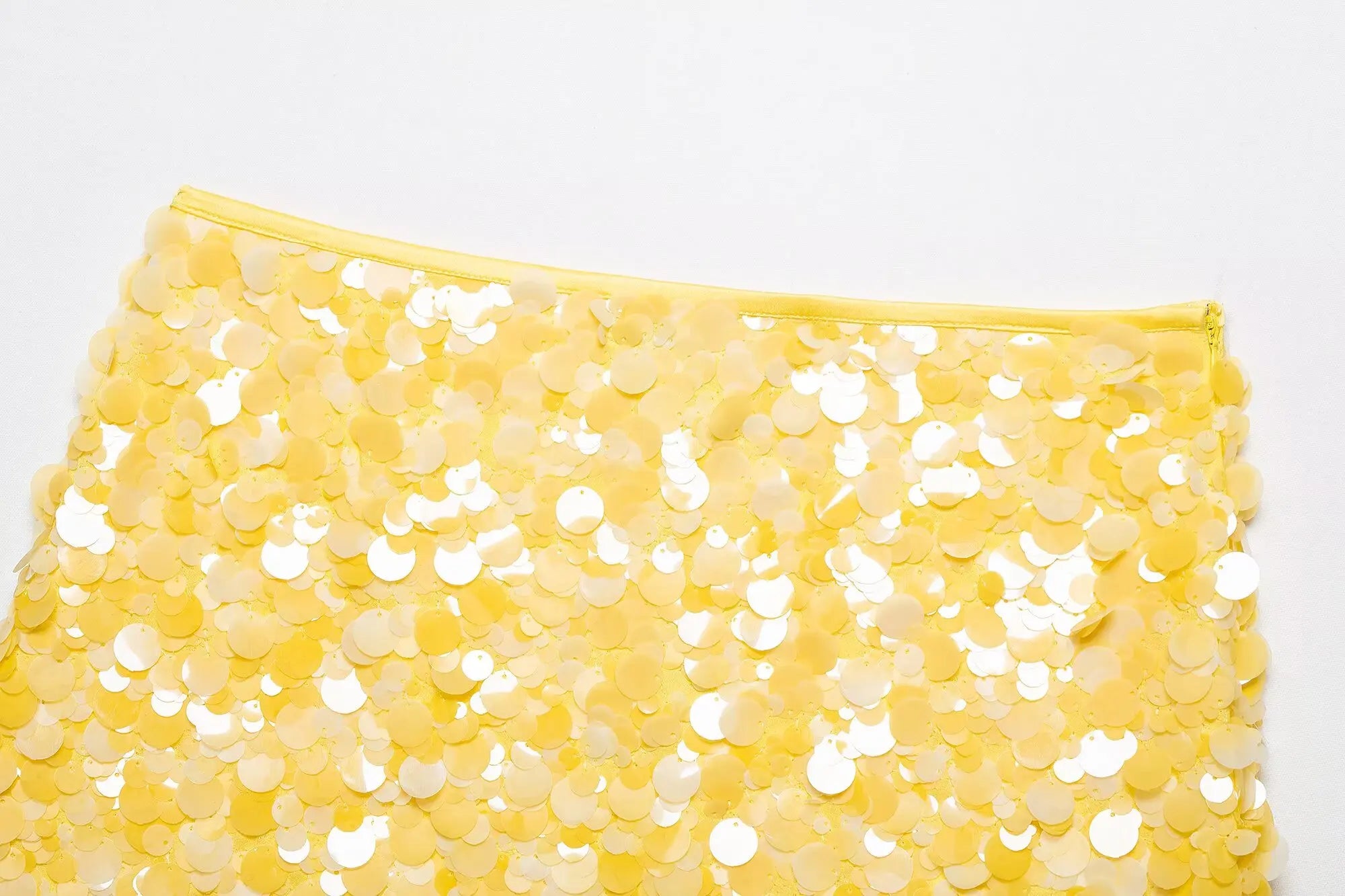 HH Women New Fashion Versatile High Waist Slim Yellow Sequin