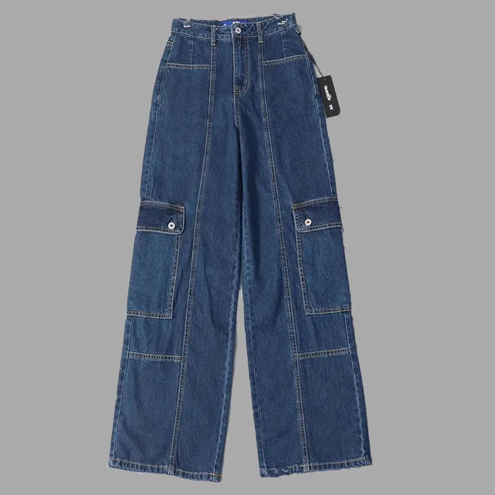 High Waist Workwear Cotton Denim Loose Straight Leg Casual Trousers Autumn Winter New Sle American Sle Women's Jeans