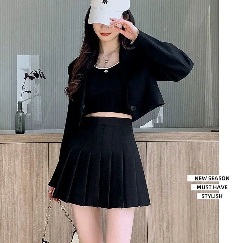 Women's High-Waist Pleated Mini Skirt