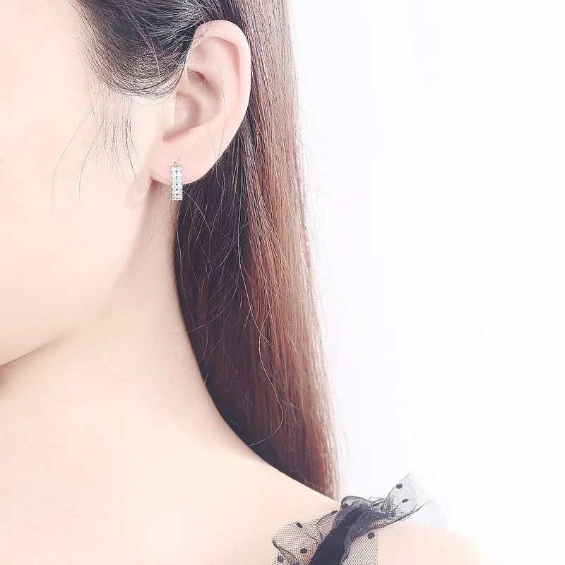 Sterling Silver Double Row Crystal Earrings