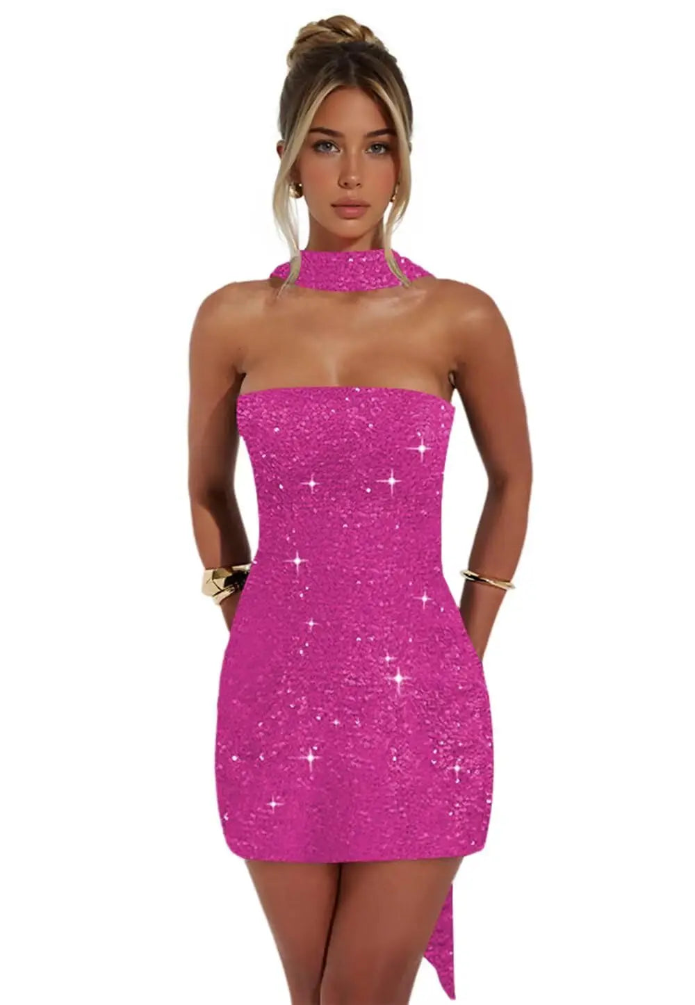 Short Homecoming Dresses for Teens Strapless Sparkle Sequin Evening Gown Tight Mermaid
