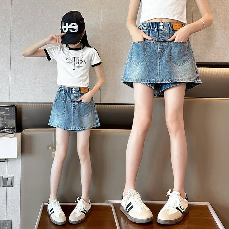 Girls' Summer Denim Pantskirt