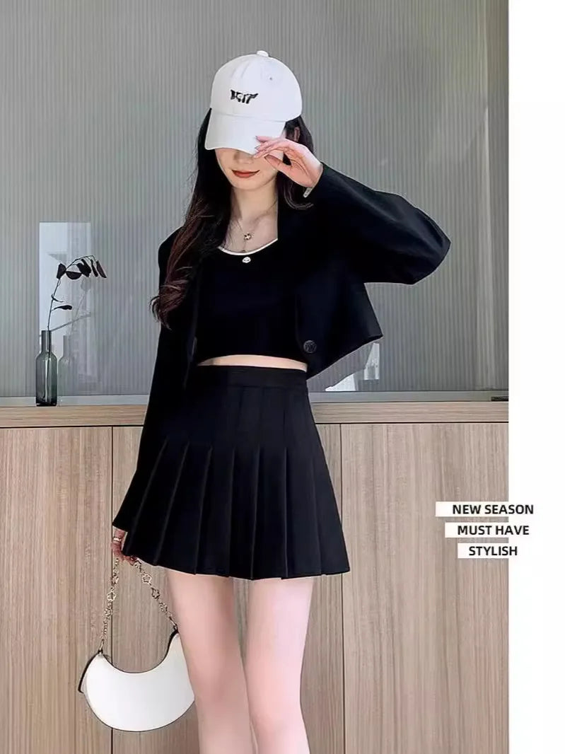 Women's High-Waist Pleated Mini Skirt