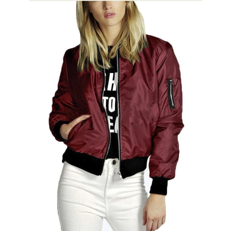 Women’s Vintage O-neck Bomber Jacket