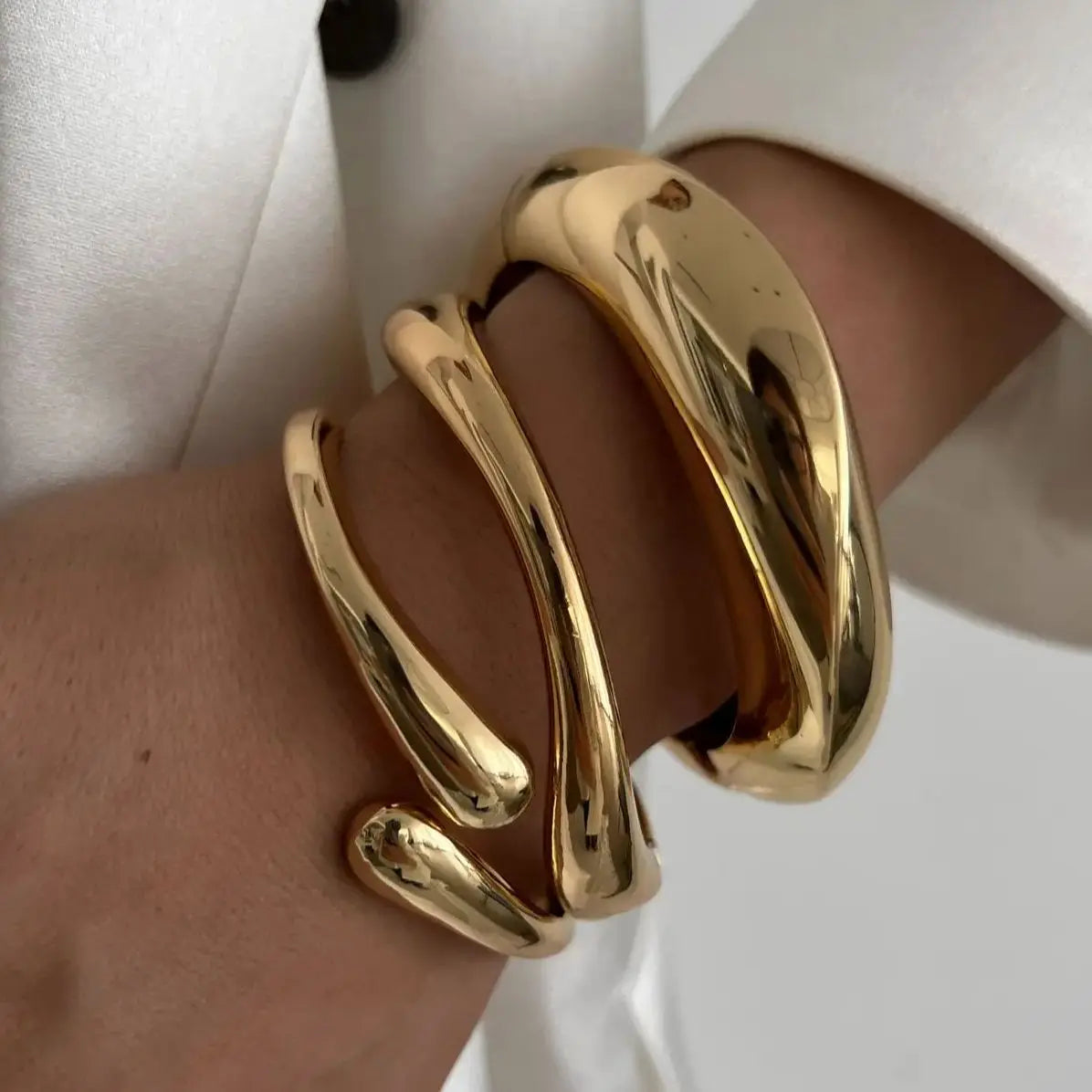 Vintage Hip Hop Metal Cuff Bangles Set
