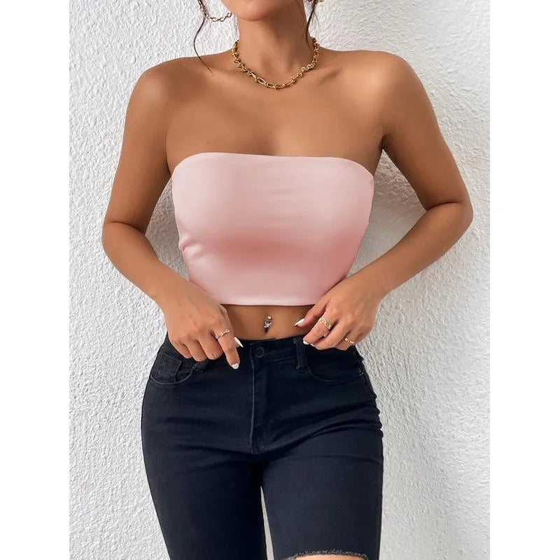 Sexy Crop Top Strap Vest One-Piece Outerwear Women's Clothing ort Length  Color Pure Sle Trendy Element Strap