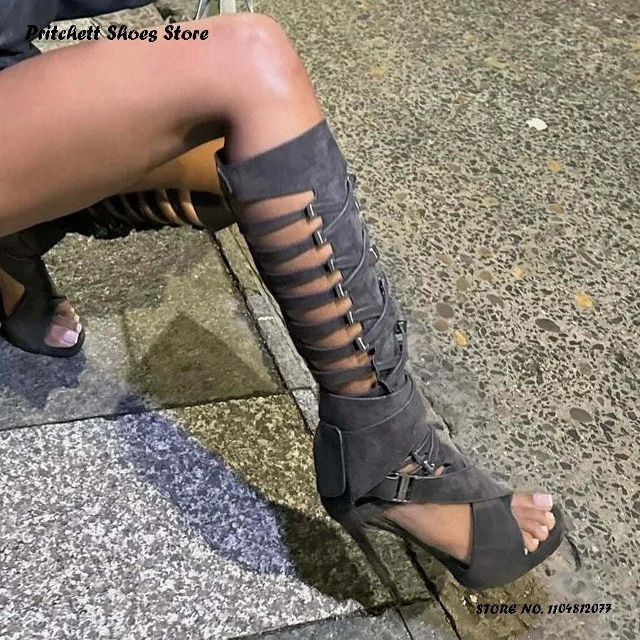 Women's Gladiator Hollow Knee High Sandals