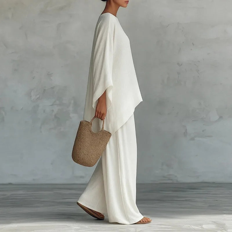 Spring New Fashion Linen Loose Long-sleeved Wide-leg Trousers