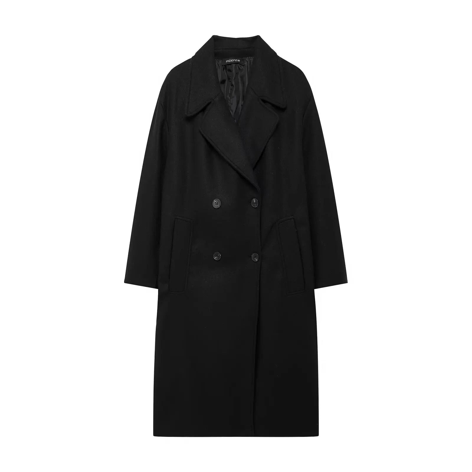 Winter Coat For Women 2024 Solid Lapel Double Breasted Long