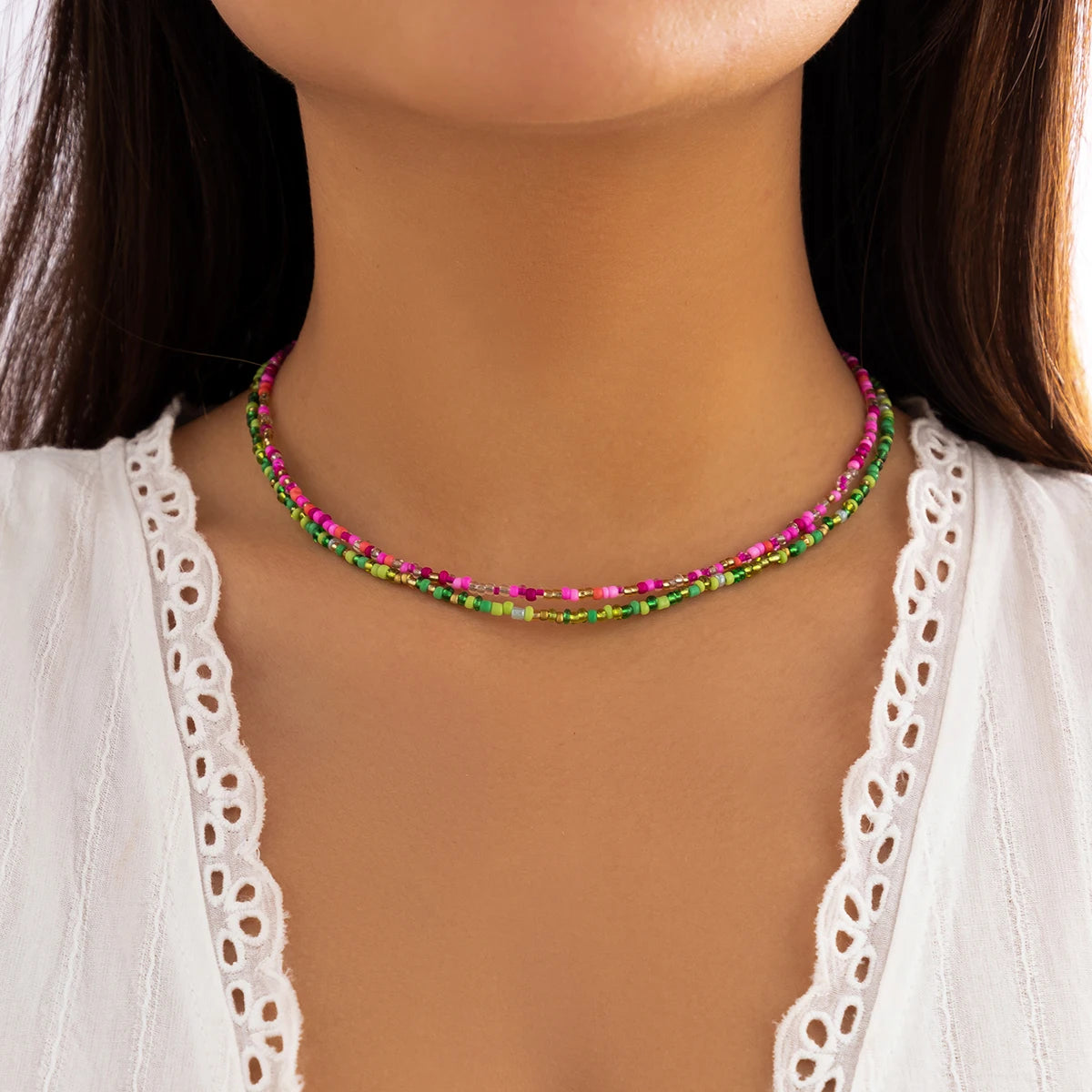 Bohemian Multicolour Seed Beads Necklace