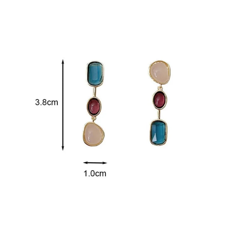 Asymmetric Colorful Resin Geometric Earrings