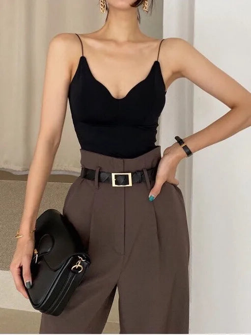 Chic Retro Lapel ort One Button Suit Jaet High Waist Wide Leg Pants Set Loose Fit Casual Office Wear Spring Autumn Winter