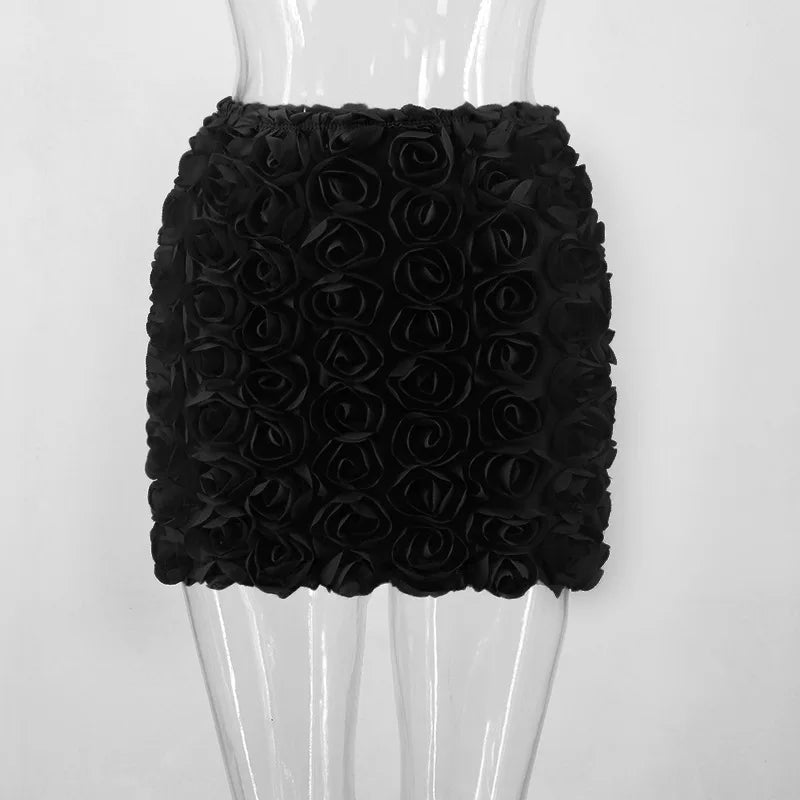 Women’s 3D Flower High-Waist Mini Skirt