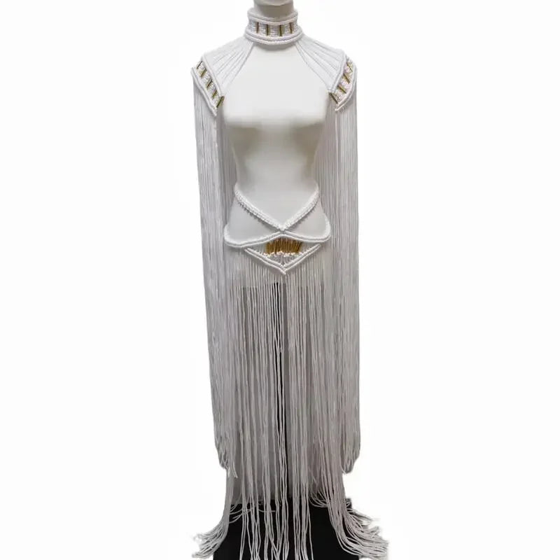 Leosoxs Tassel Hand Crochet Knitted Women Bikini Cover Ups Summer Holiday