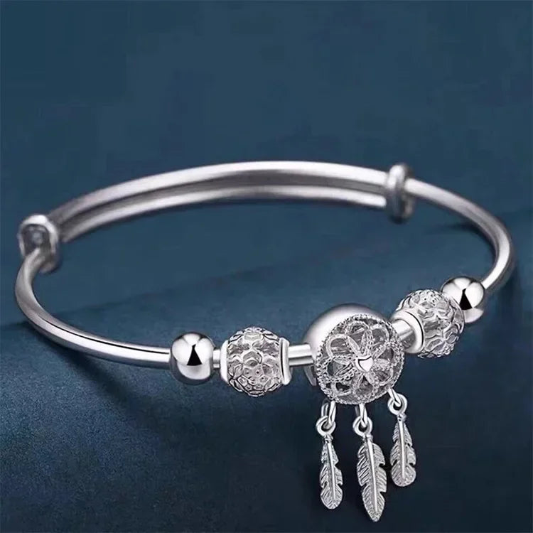 Luxury 925 Sterling Silver Peacock Open Bracelet