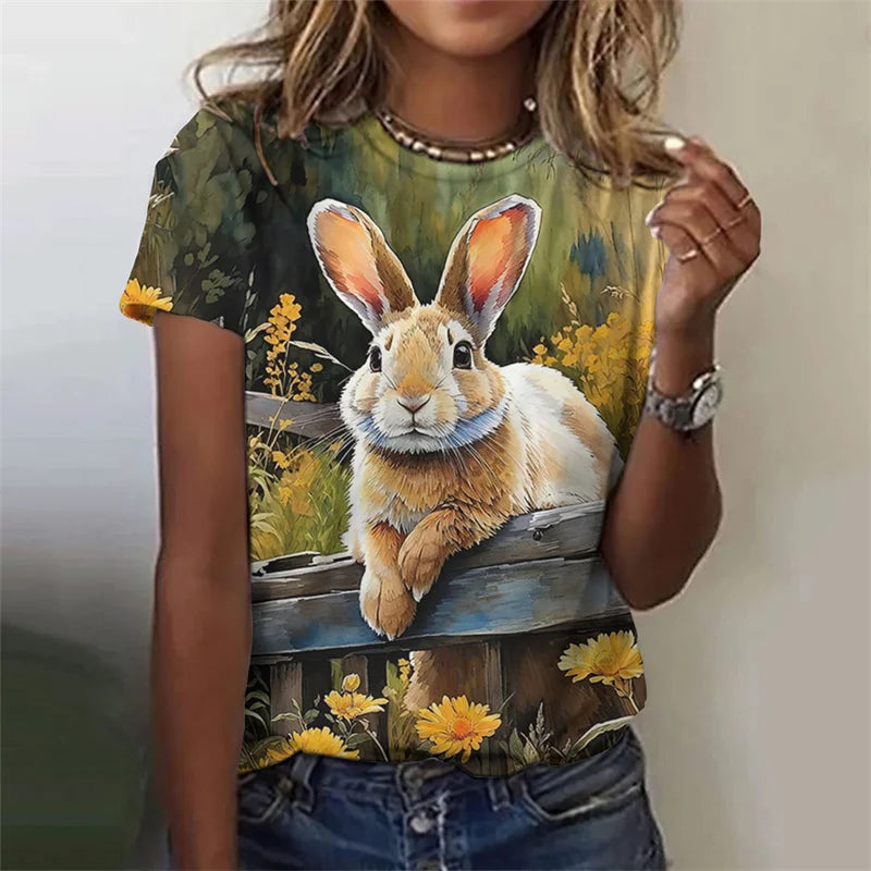 Cute Rabbit 3D Print T-Shirt