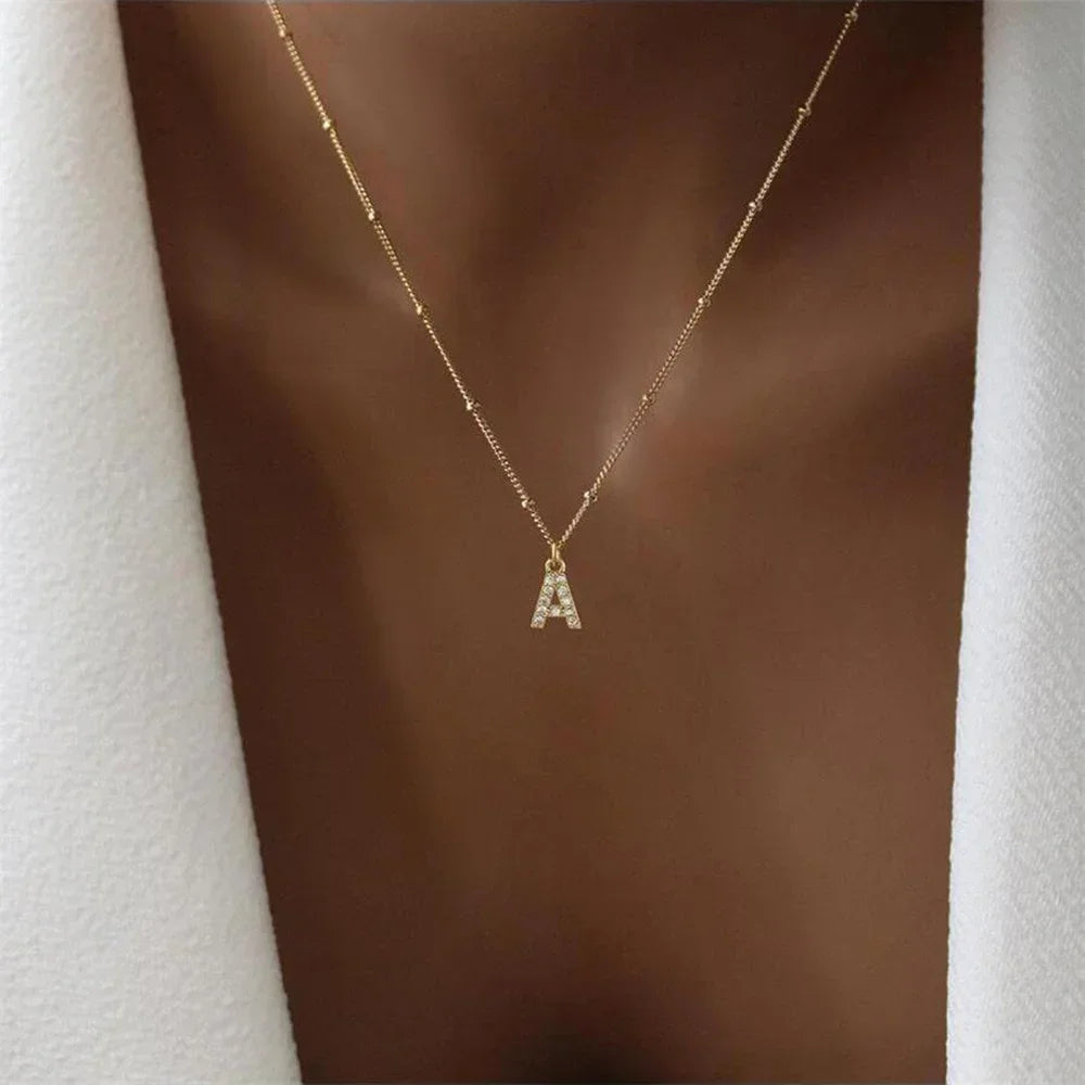 Stainless Steel Initial Letter Choker Necklace