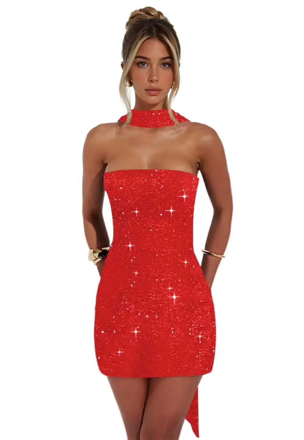 Short Homecoming Dresses for Teens Strapless Sparkle Sequin Evening Gown Tight Mermaid