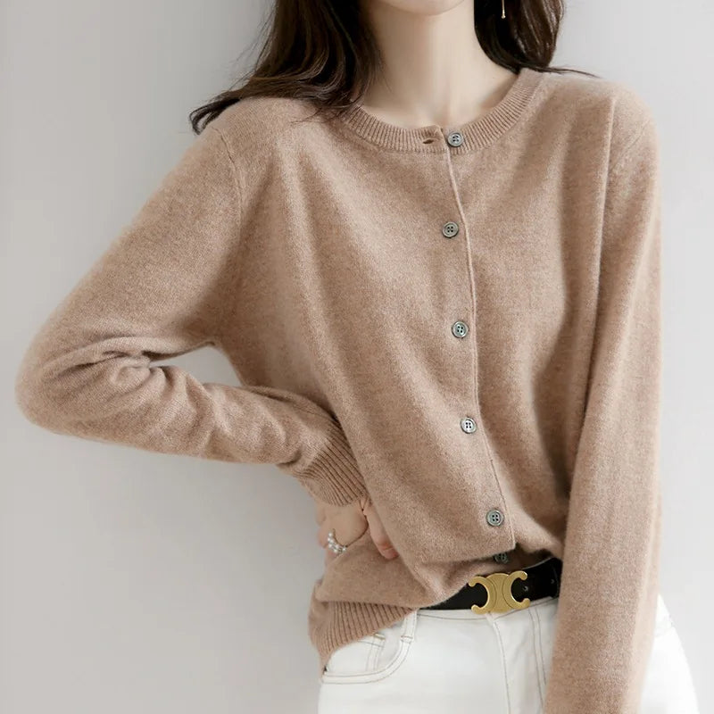 Women’s O-Neck Single-Breasted Cardigan Sweater
