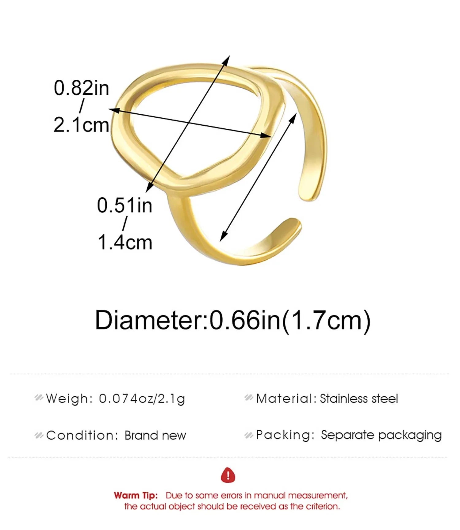 Gold Geometric Oval Hollow Ring