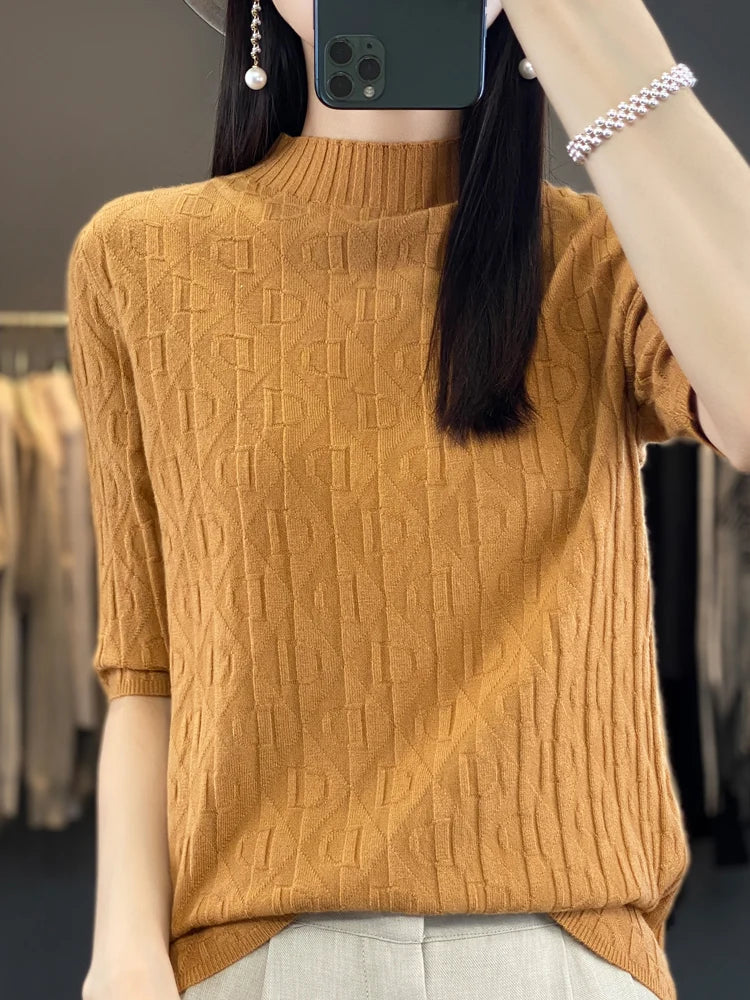 Women’s Diamond Letter Design Knit Sweater