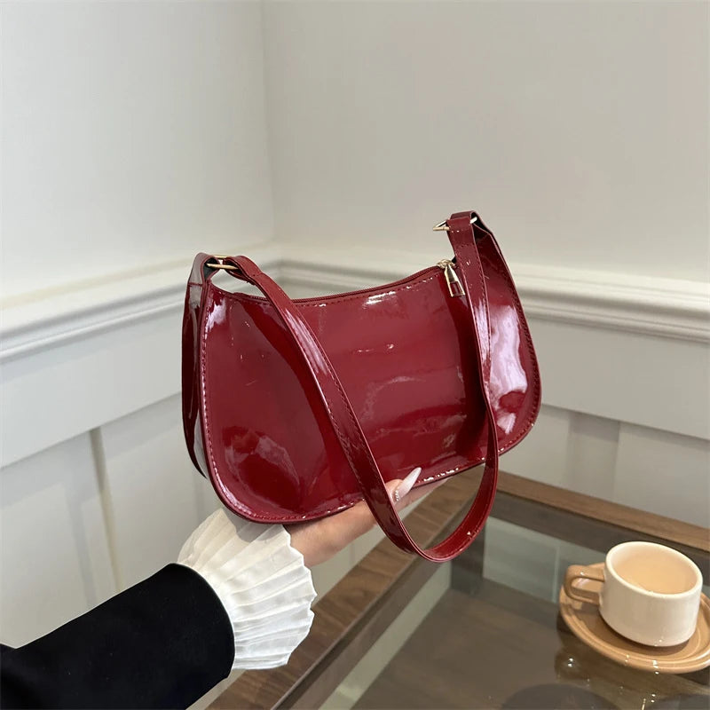 Retro Solid Color PU Leather Shoulder Bag