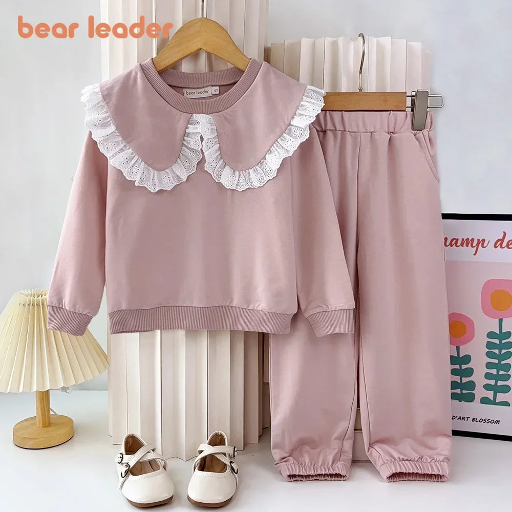 Girls' Bear Leader Sweatshirt & Wide Leg Pants Set