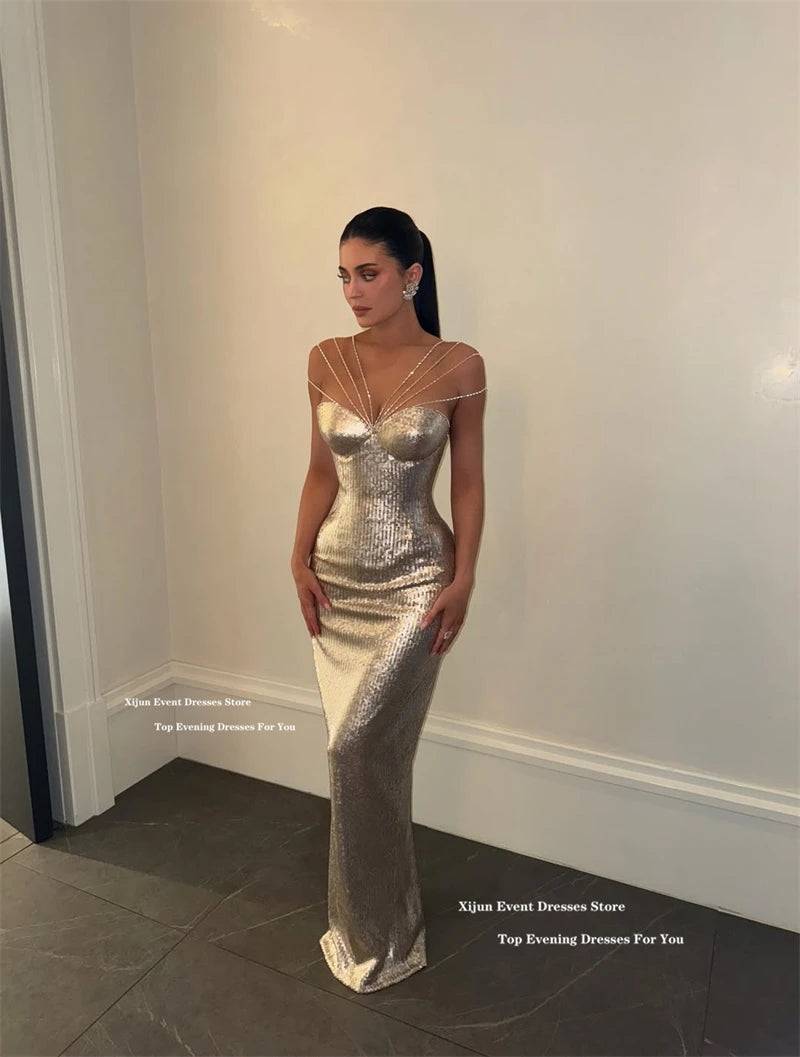 Xijun Sexy Silver Mermaid Evening Dresses