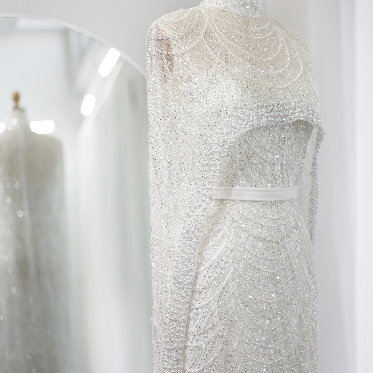 Sharon Said Luxury Pearls Dubai Champagne Evening Dresses
