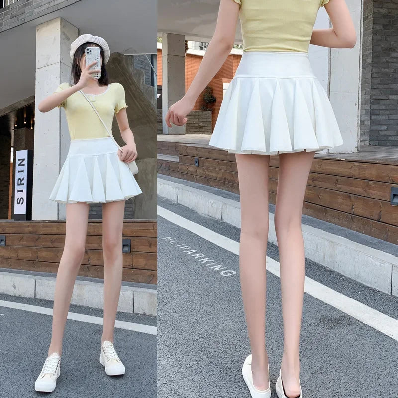 Korean Style High-Waist Pleated Mini Skirt