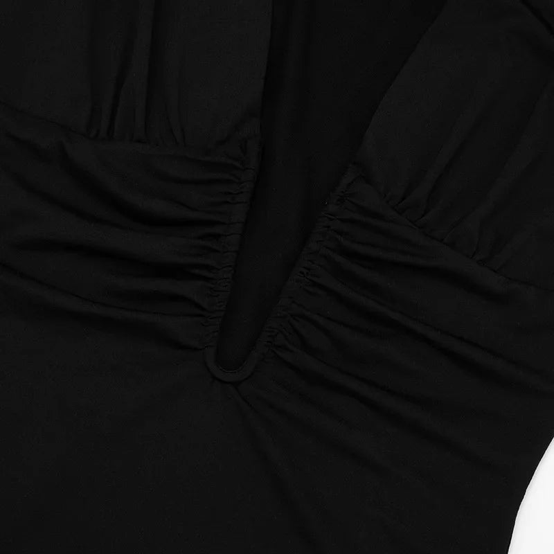 Deep V Neck Long Sleeve Sexy Mini Dress