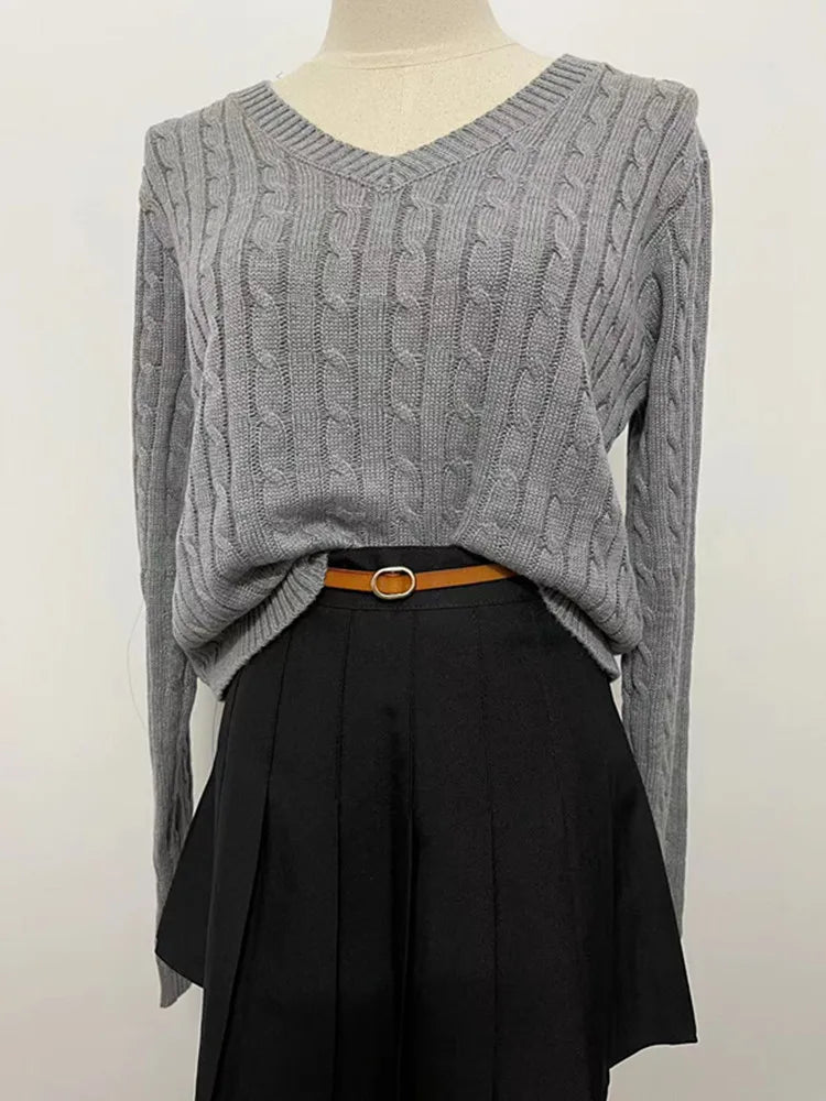 Brandy Mandy Women's V-Neck Crop Sweater