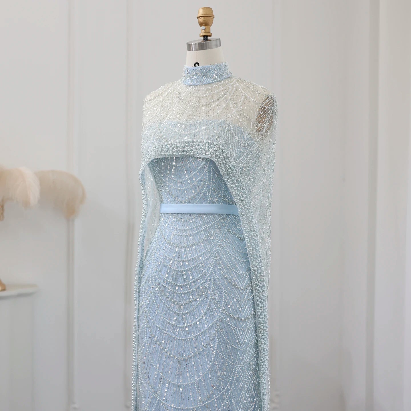Sharon Said Luxury Pearls Dubai Champagne Evening Dresses