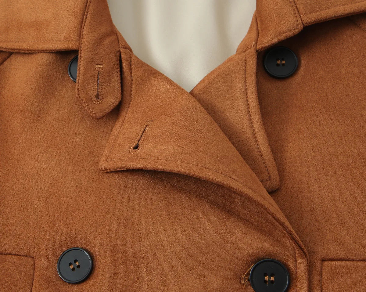 Autumn Winter Women Vintage Suede Jacket Coat