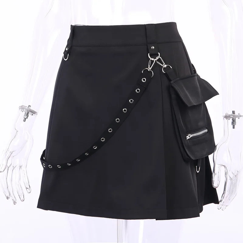 Gothic Lace Ruffle Mini Skirt for Women