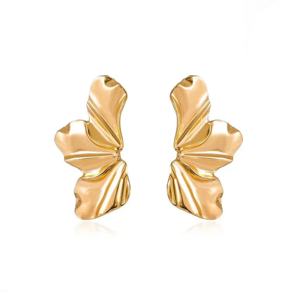 Big Metal Flower Shape Stud Earrings