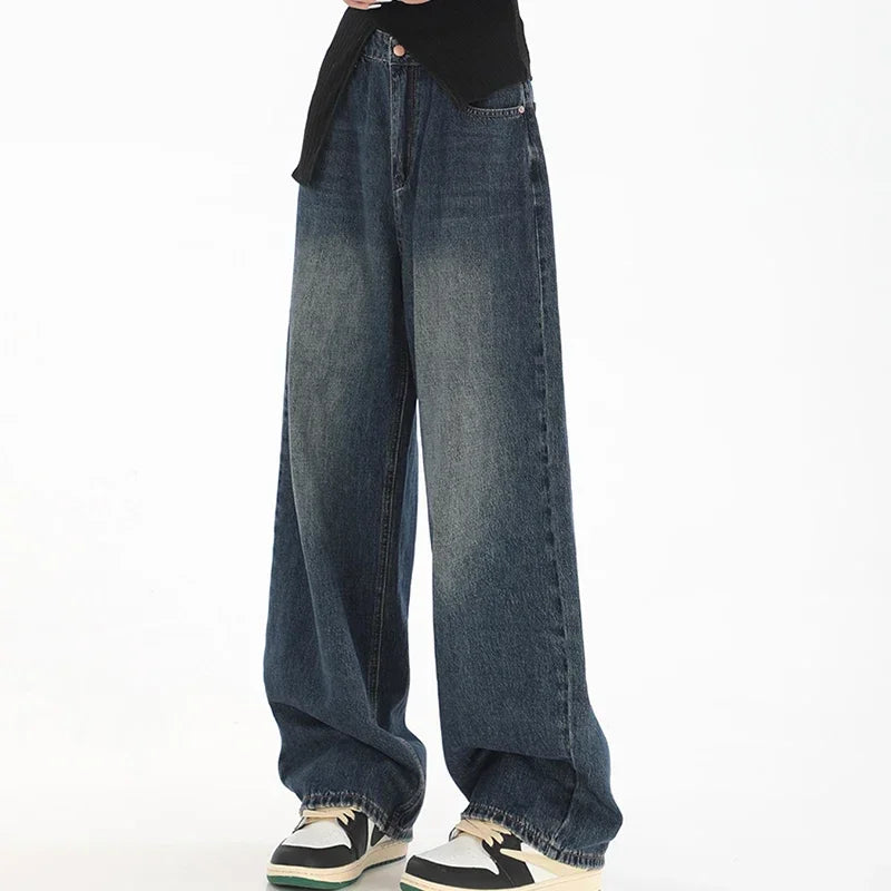 High Waist Slim Fit Wide Leg Jeans