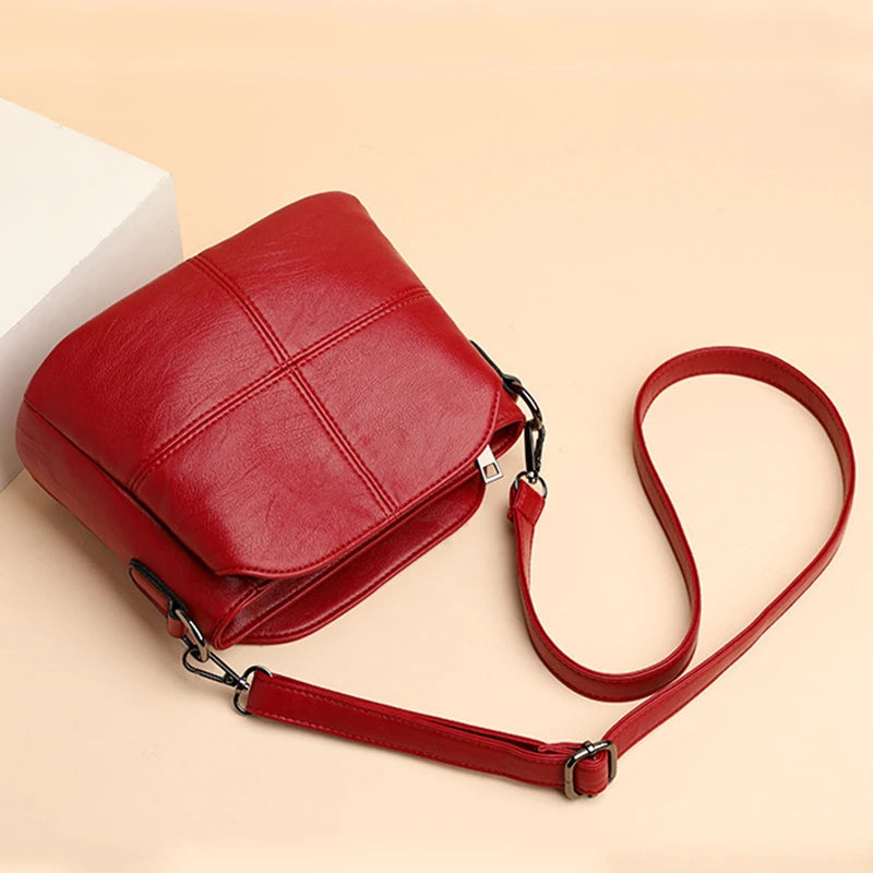 Retro PU Leather Bucket Crossbody Bag