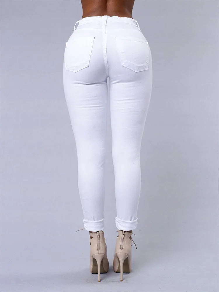 Fashionable Solid Color Slim Fit Jeans
