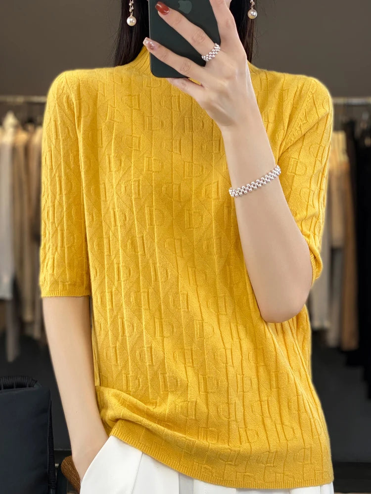 Women’s Diamond Letter Design Knit Sweater
