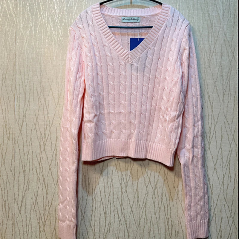 Brandy Mandy Women's V-Neck Crop Sweater