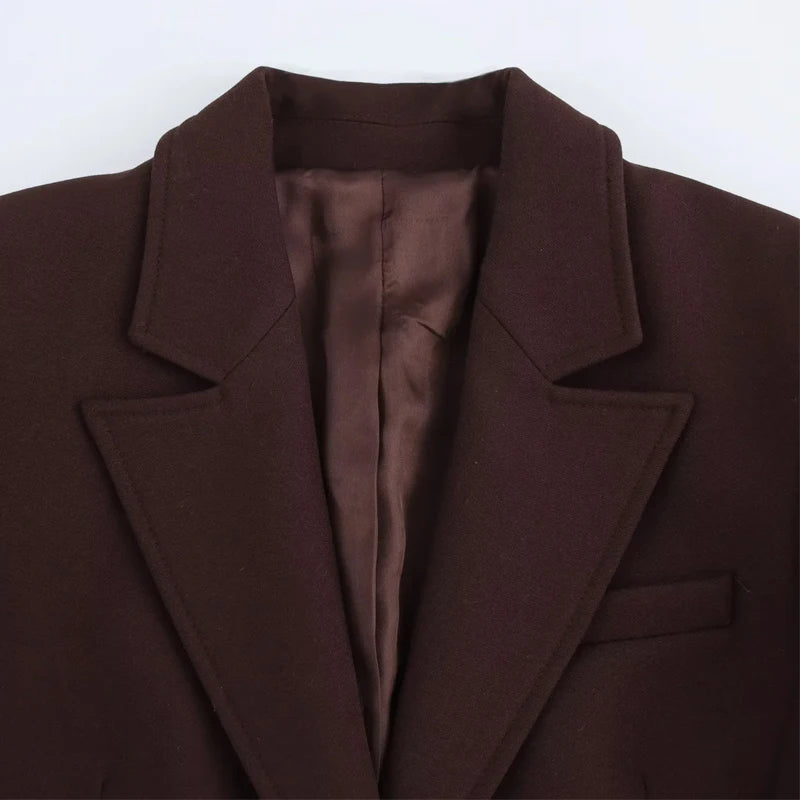 HXAO Women's Blazer Office Wear Brown Blazer Woman Spring 2025 Long Sleeve Fitted Commute Blazer Button Elegant Women Blazers